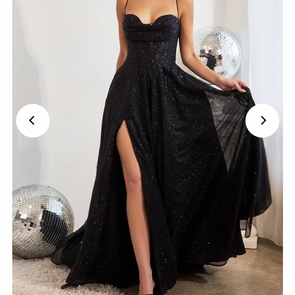 Black Strapless Sweetheart Sequin Gown